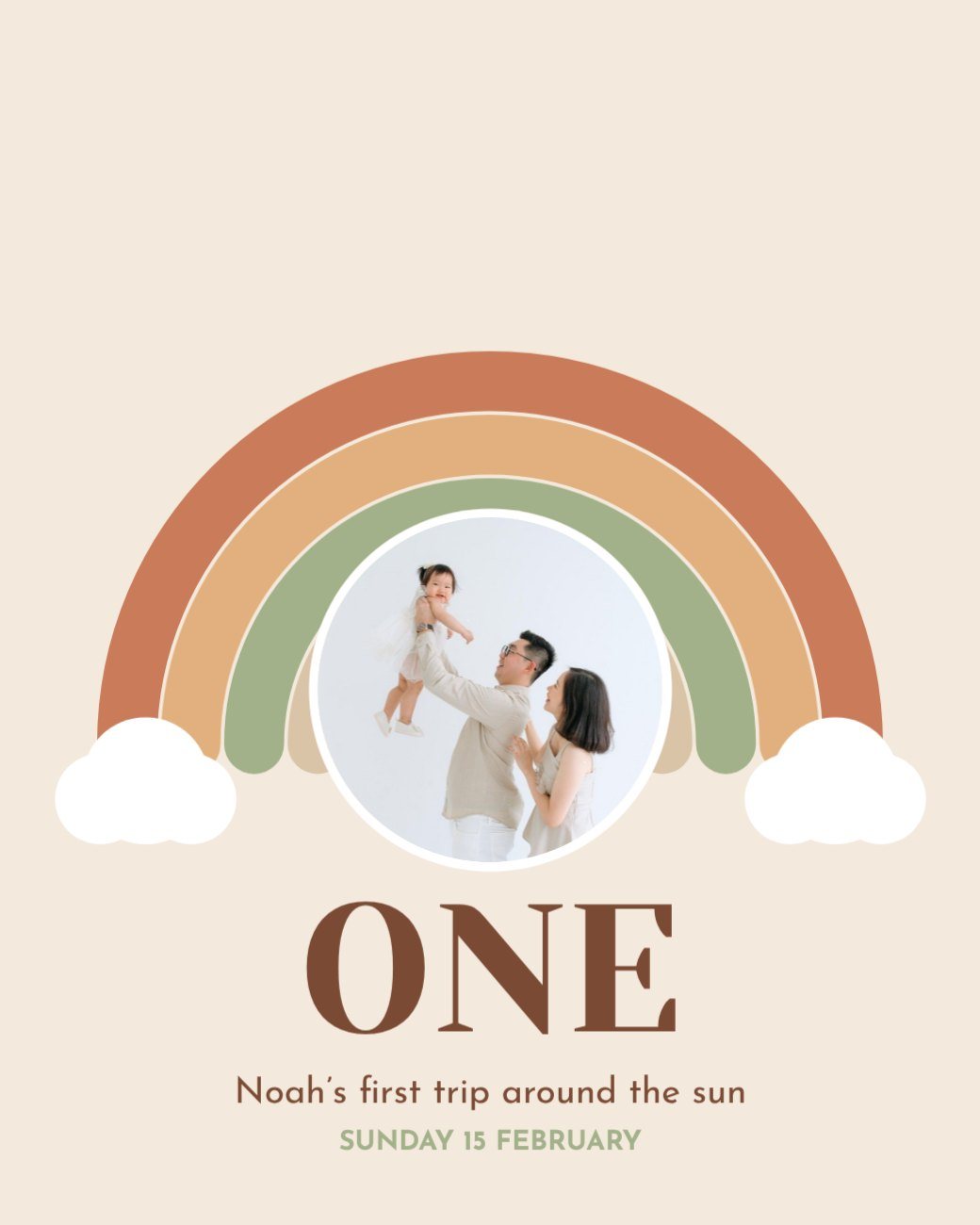 Boho Rainbow First Birthday Photo — editable birthday template