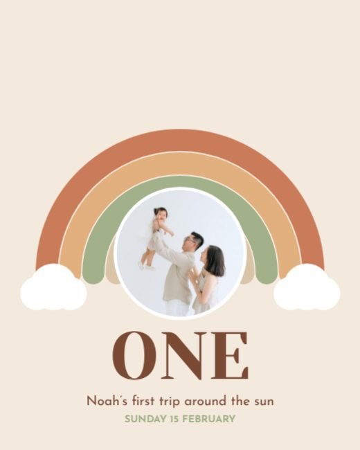 Boho Rainbow First Birthday Photo template