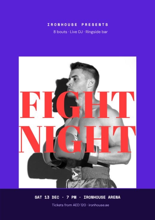 Bold Minimalism Fight Night Poster template