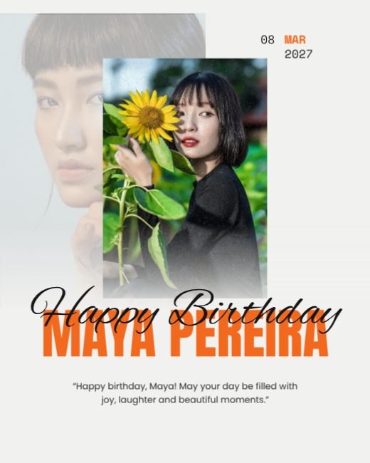Bold Orange Name Birthday Post template