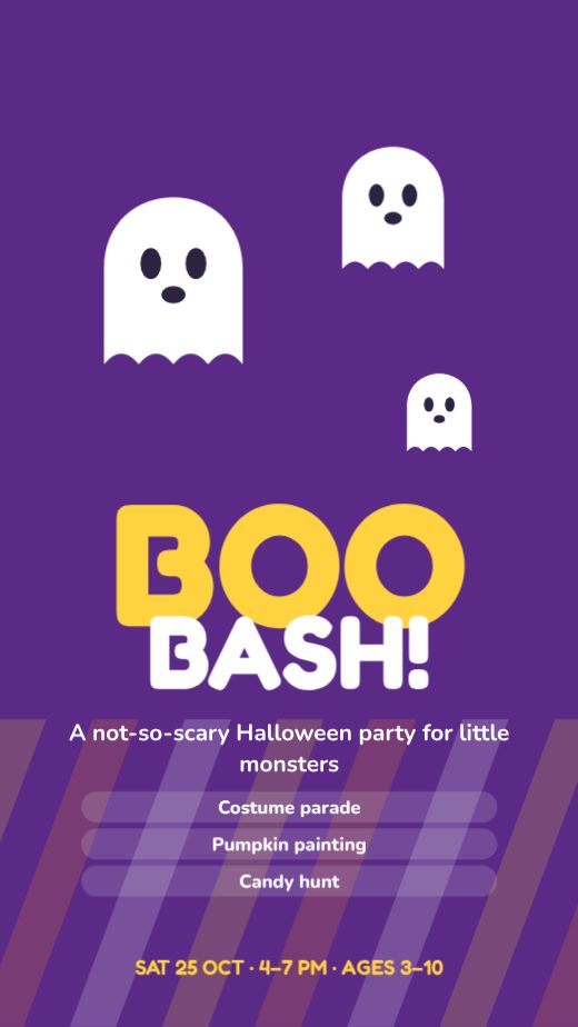 Boo Bash Kids Halloween Party Story — free Halloween design template