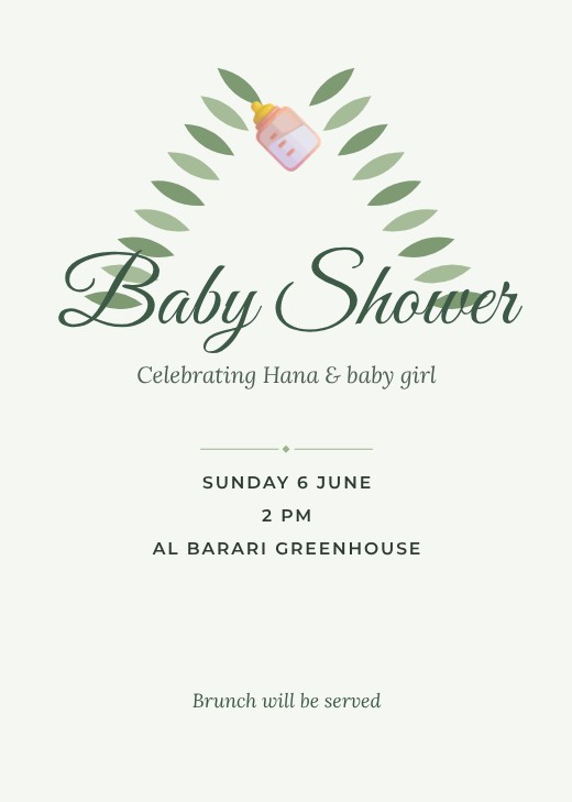 قالب بطاقة دعوة مجاني — Botanical Baby Shower Invitation