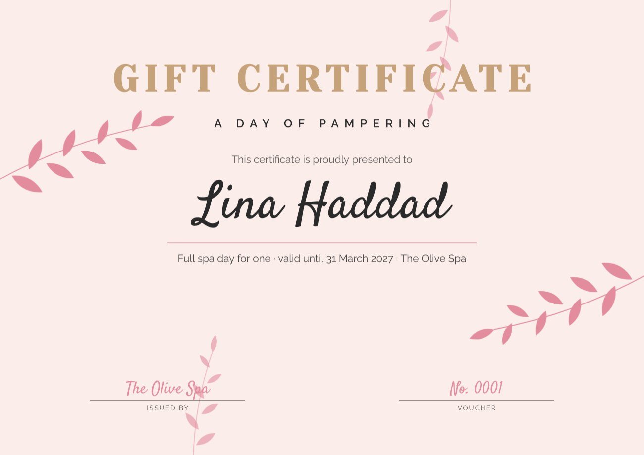 Botanical Gift Certificate — editable certificates template