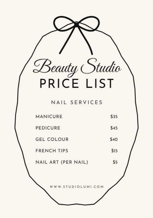 Bow Wavy Frame Price List template