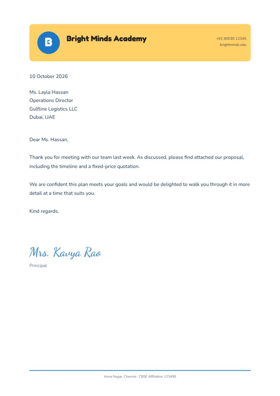Boxed Header School Letterhead — editable business template