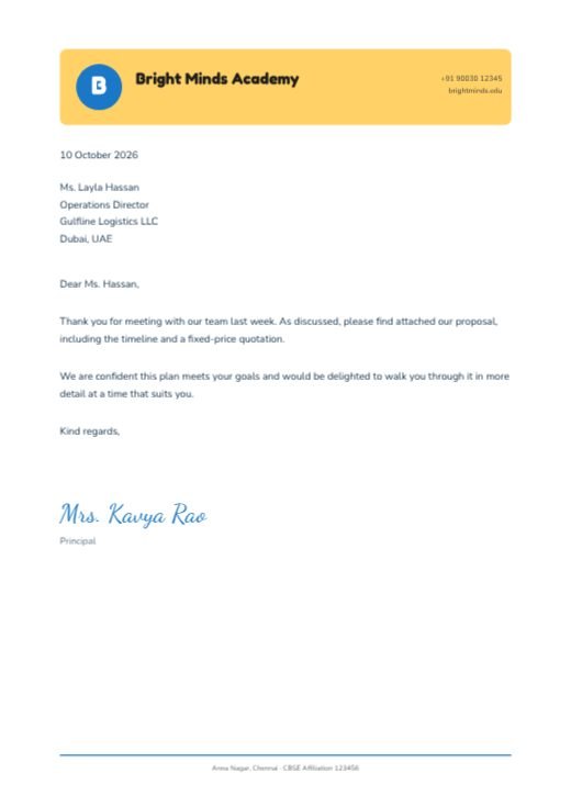 Boxed Header School Letterhead template