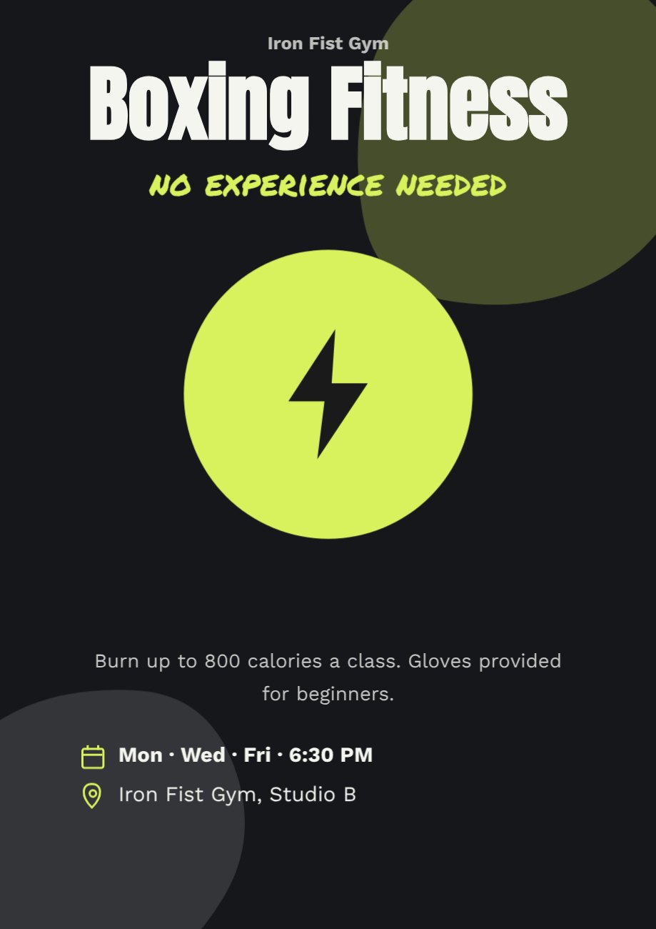 Boxing Fitness Sports Poster — editable events template