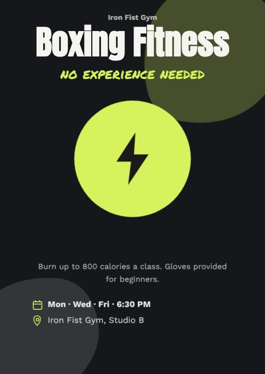 Boxing Fitness Sports Poster template