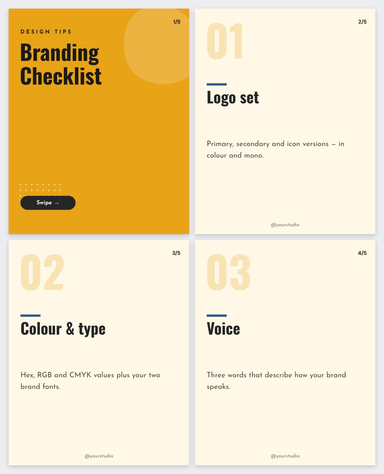Branding Checklist Carousel — editable social media template