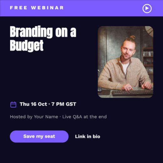 Branding on a Budget Webinar Post template