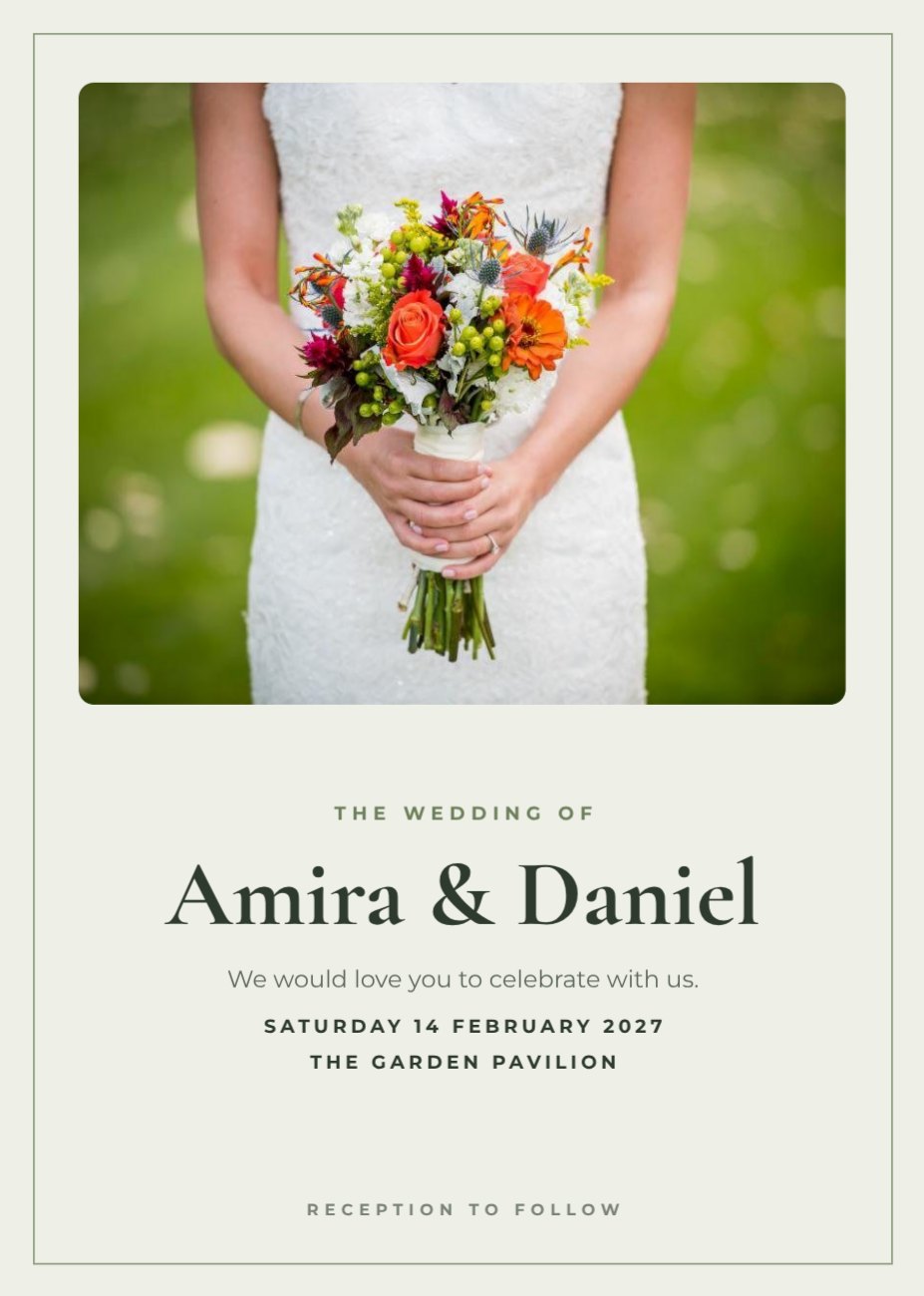 Bridal Bouquet Wedding Card — editable wedding template