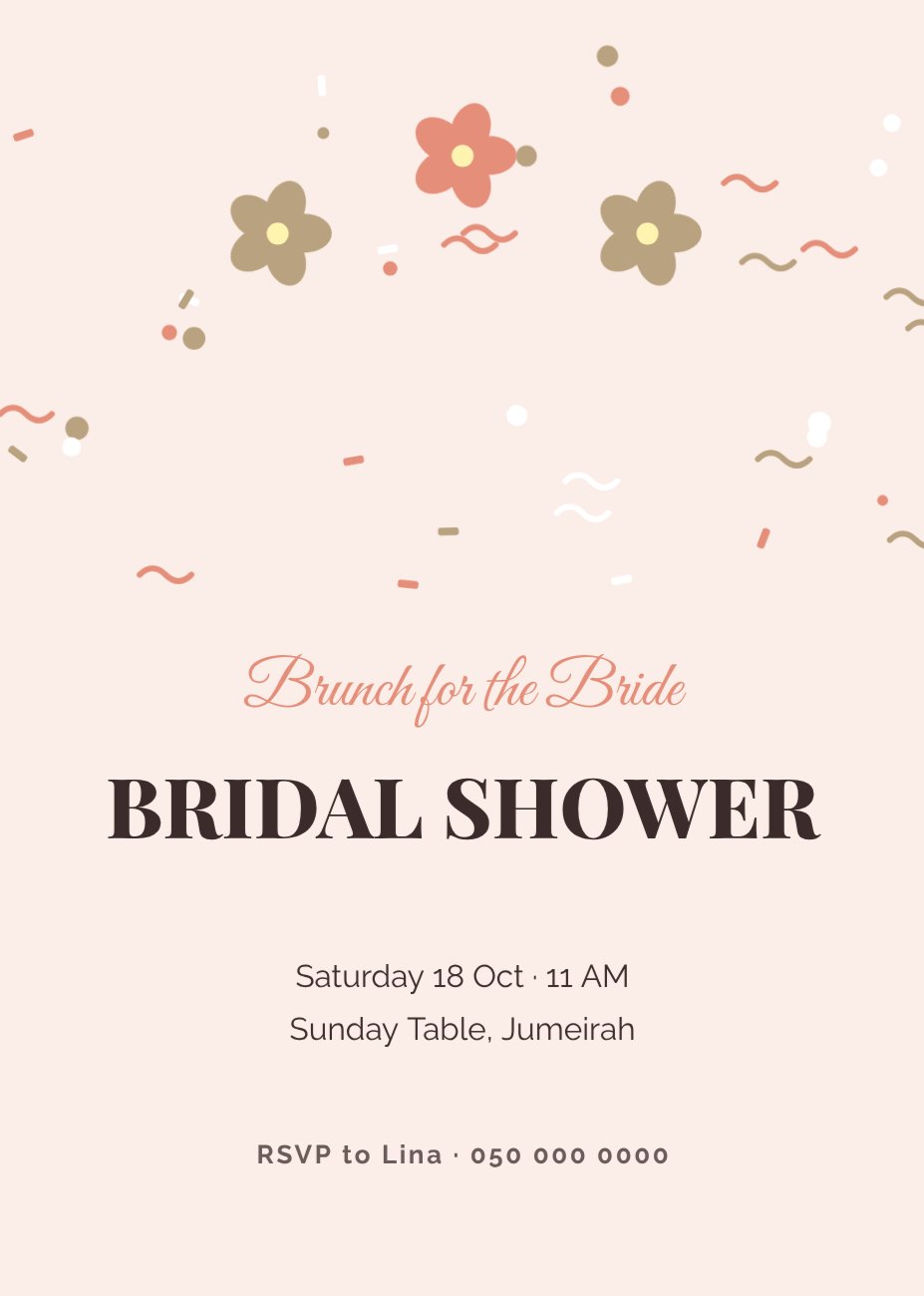 Bridal Shower Invitation — editable events template