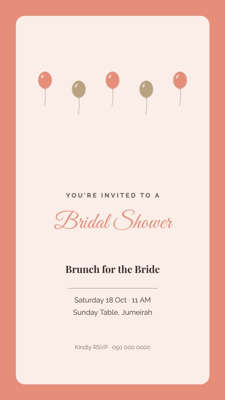 Bridal Shower Invitation Story — editable events template