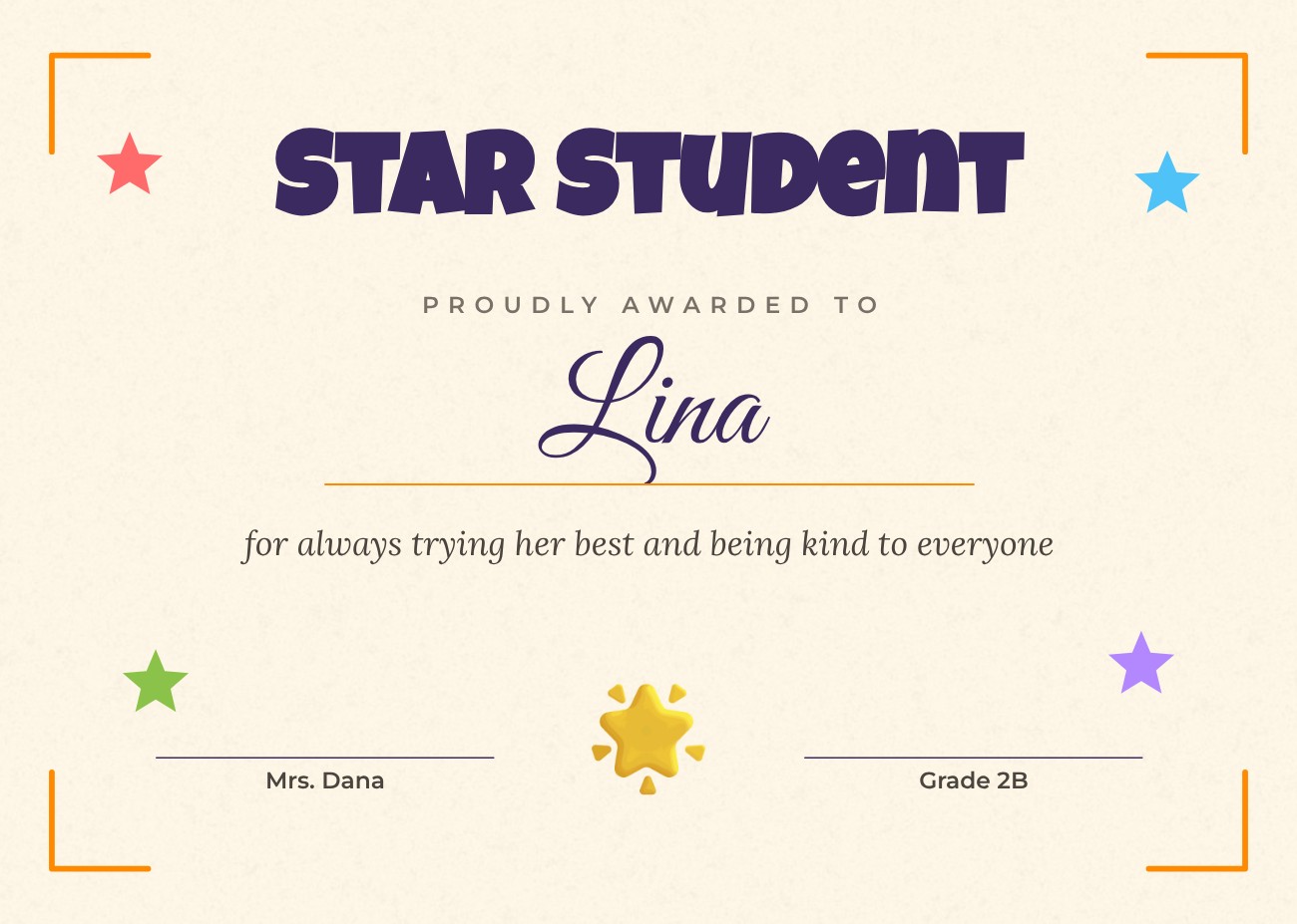 Bright Stars Student Award Certificate — Free Template | Magical Touch ...