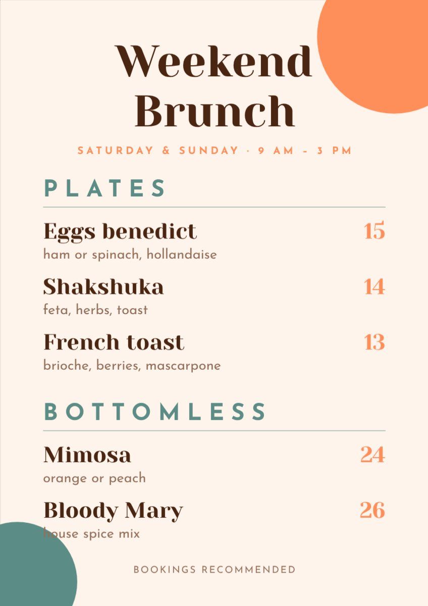 Brunch Menu — editable menus template