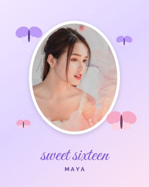 Butterfly Glitter Sweet Sixteen Post template