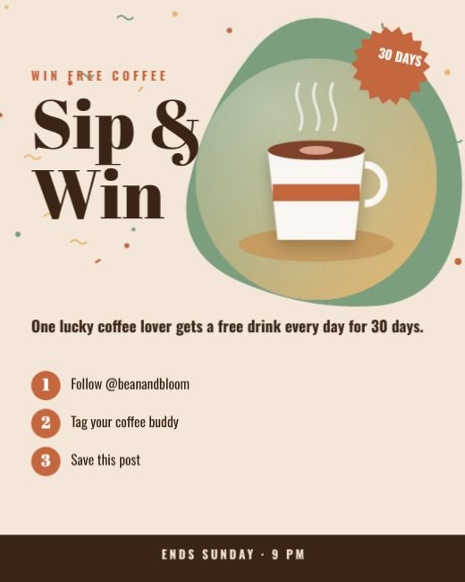 Cafe Coffee Giveaway Post template
