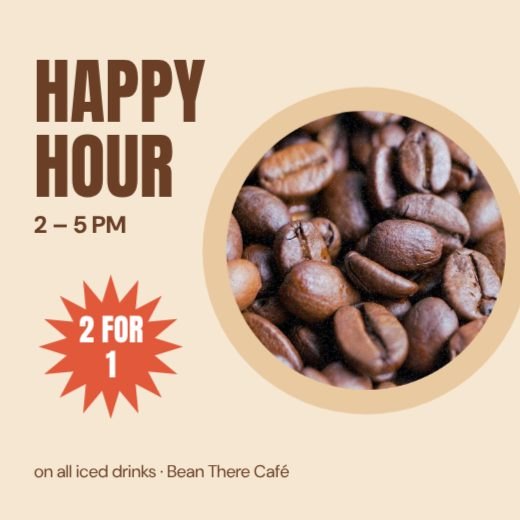 Cafe Iced Coffee Happy Hour Post template