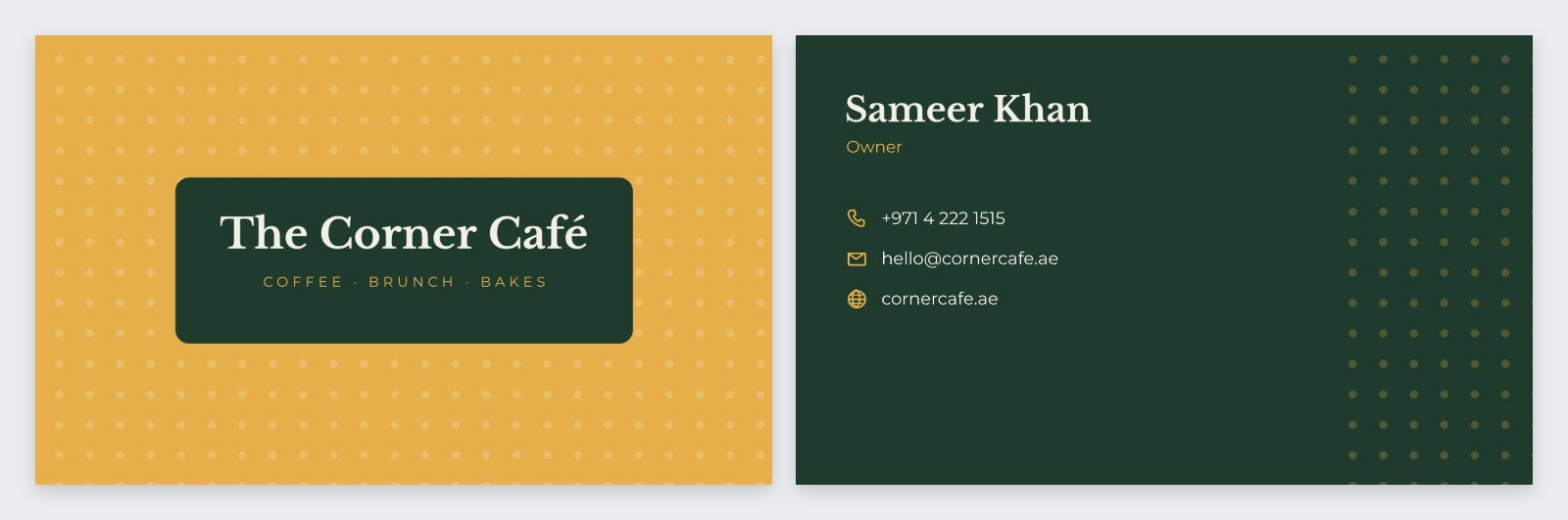 Cafe Pattern Card — editable business template