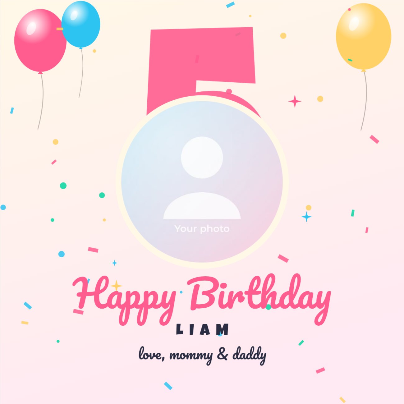 Candy Pop Kids Big Number Square Post — editable birthday template