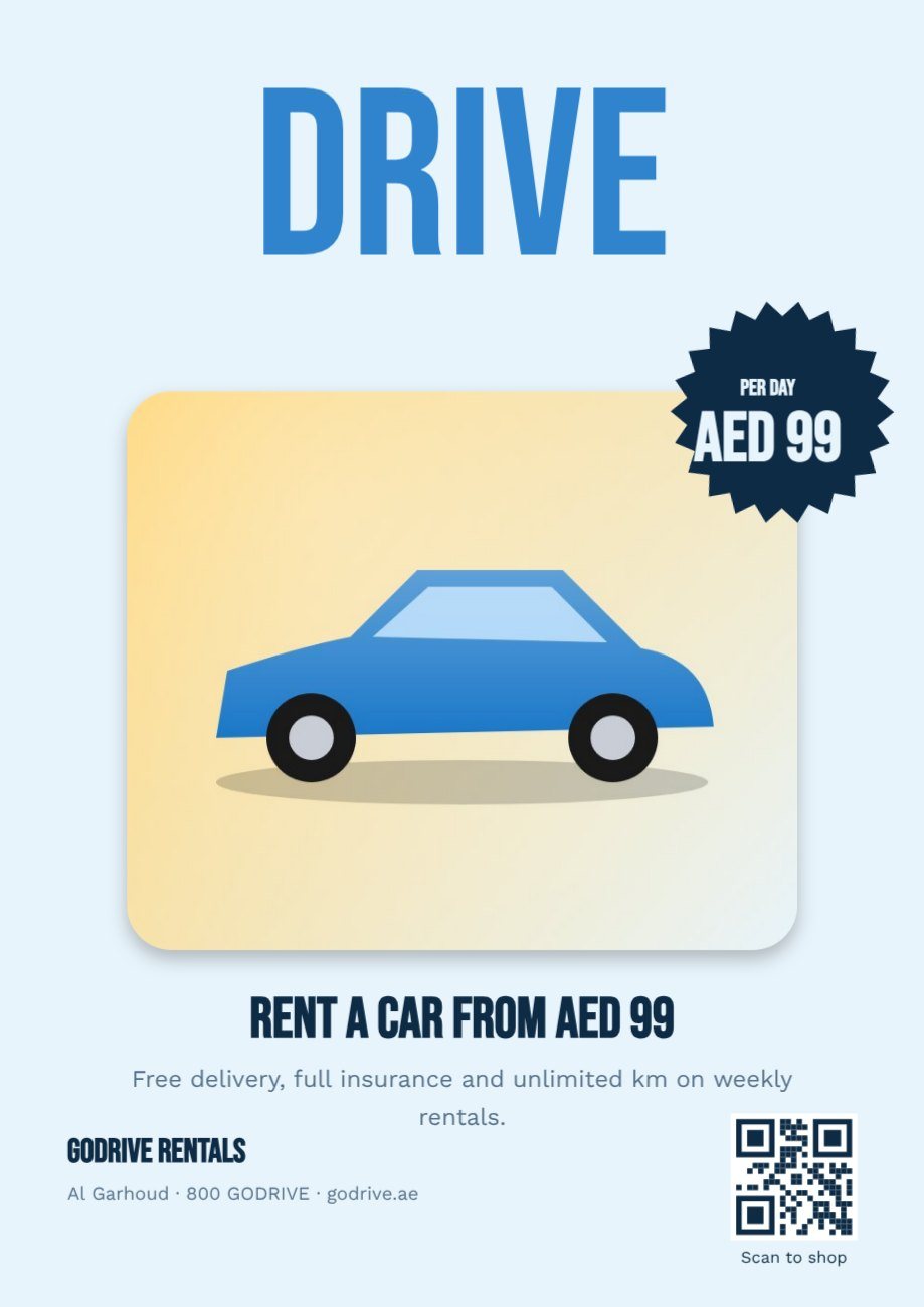 Car Rental Offer Poster — editable marketing template