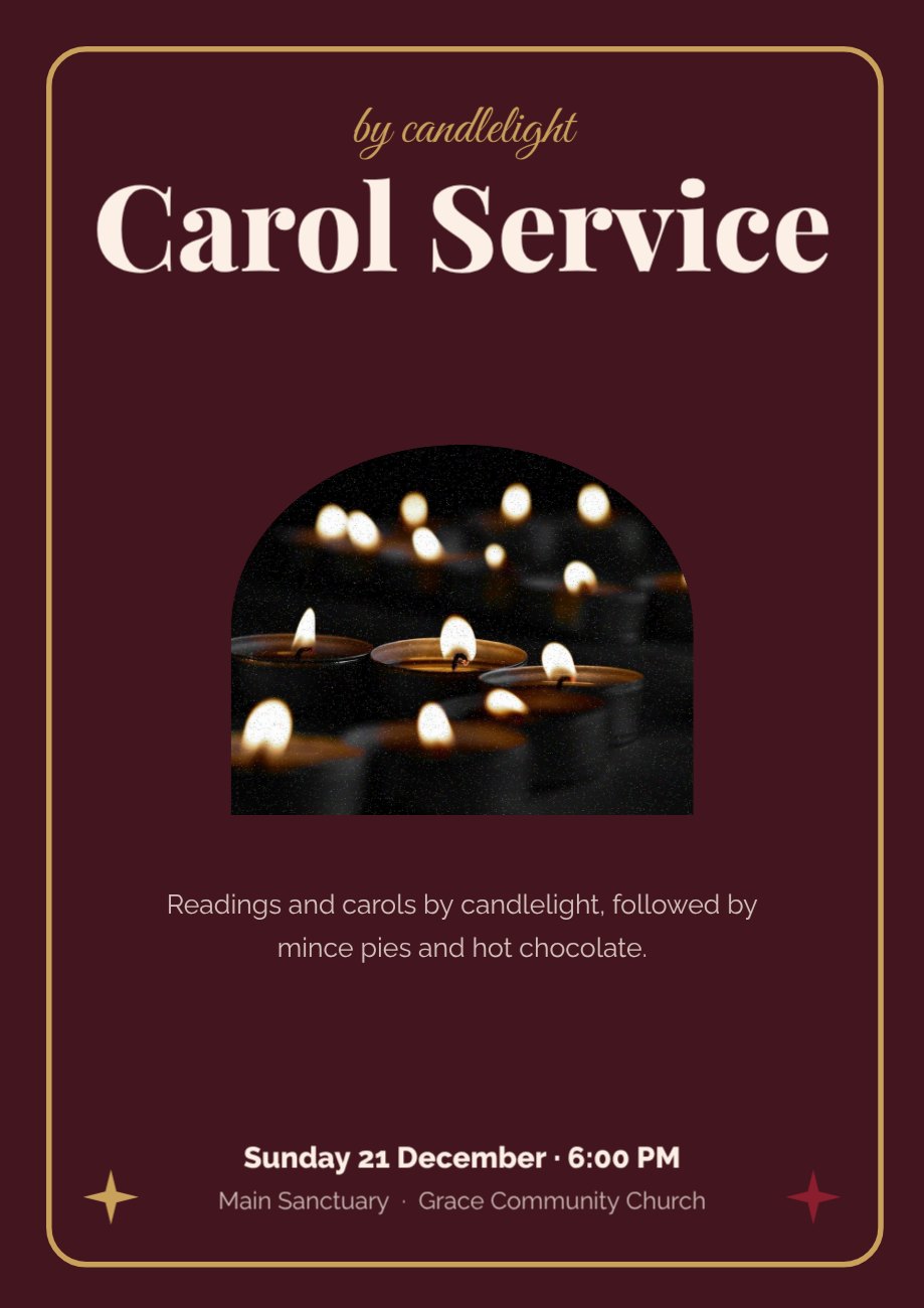 Carol Service Church Poster — editable events template