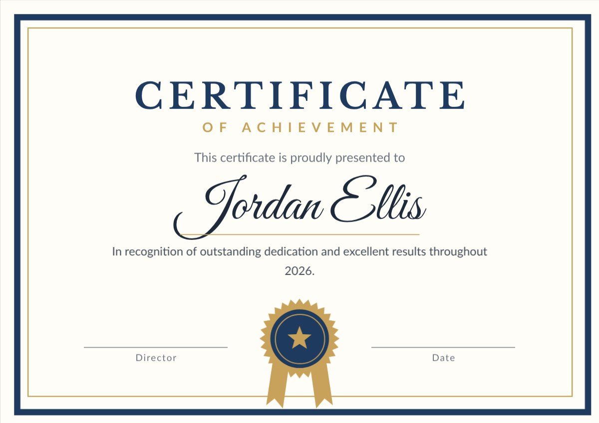 Certificate of Achievement Classic — editable certificates template