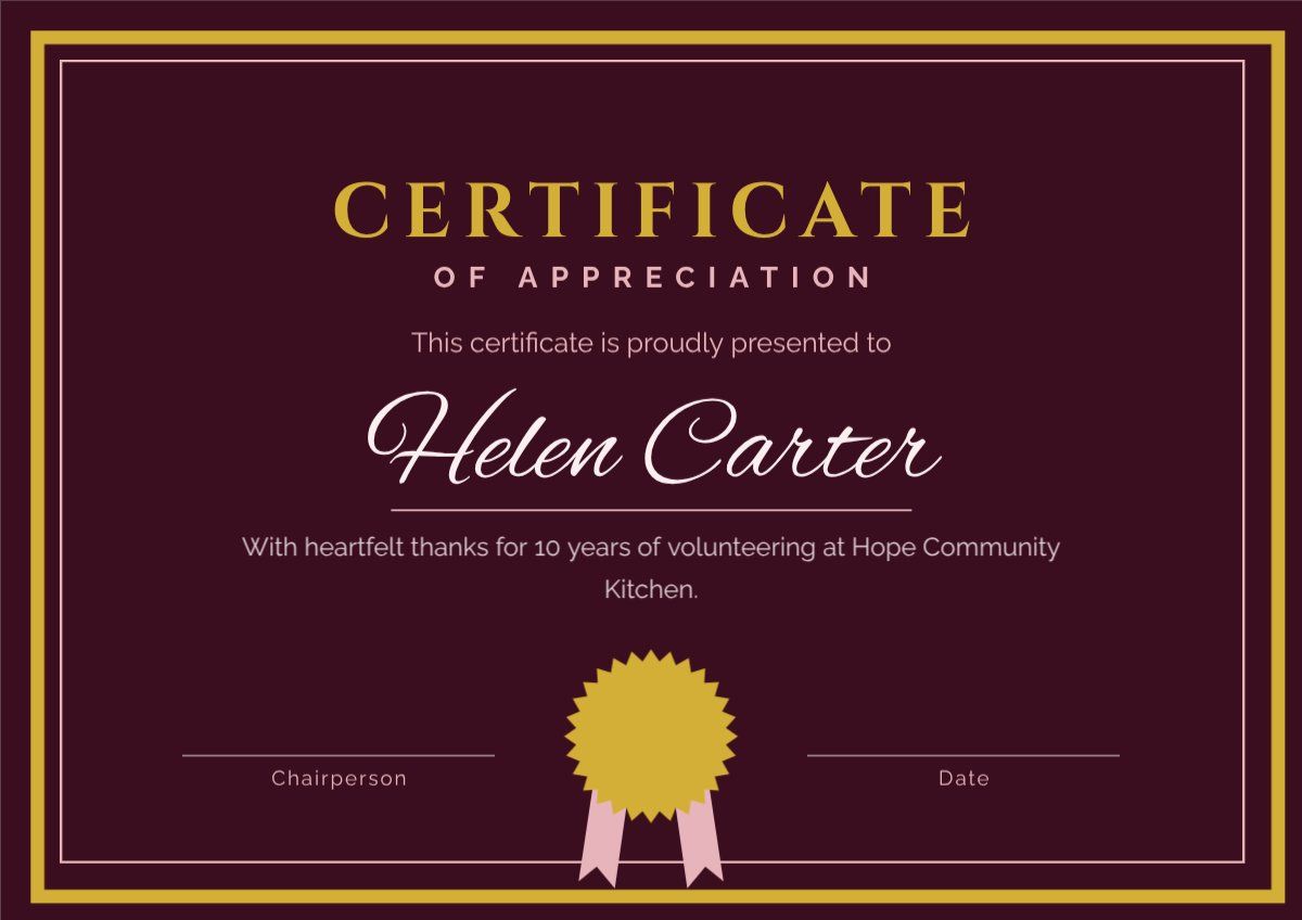 Certificate of Appreciation — editable certificates template