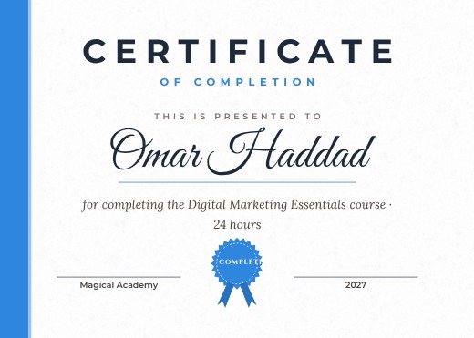 Certificate of Completion Modern — free certificate template