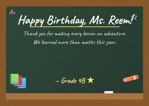 Chalkboard Teacher Card — free design template