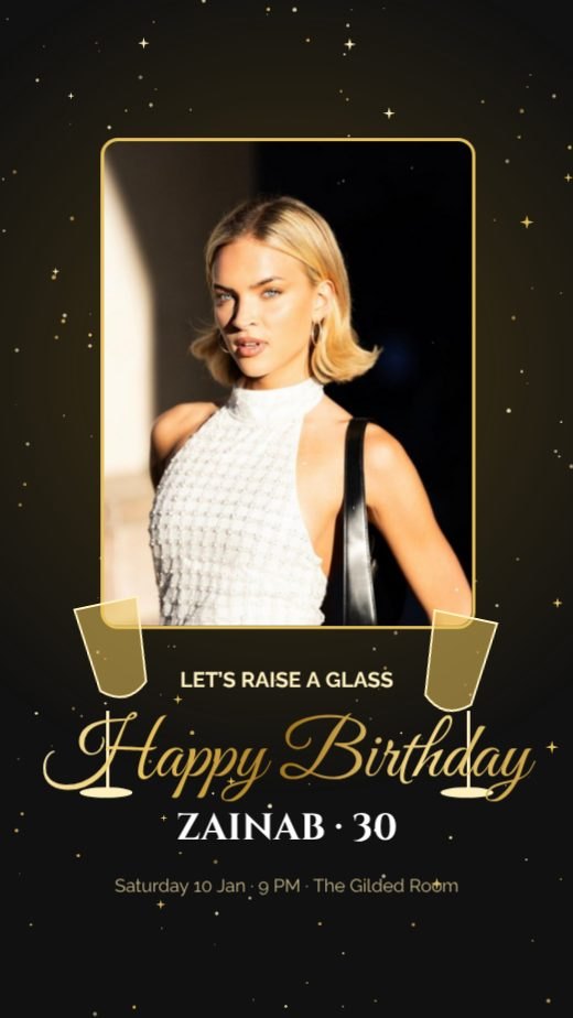 Champagne Toast Birthday Party Story template
