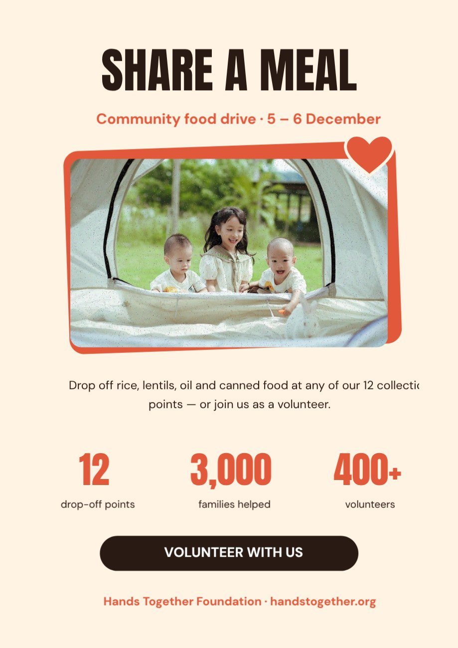 Charity Food Drive Volunteer Poster — editable events template