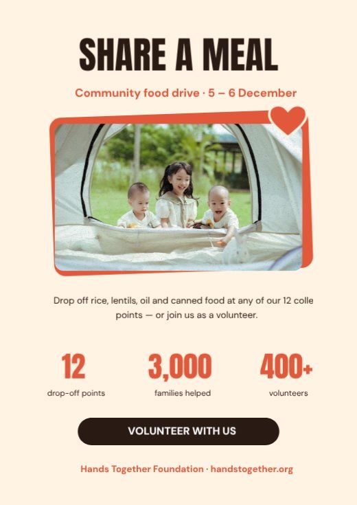 Charity Food Drive Volunteer Poster template
