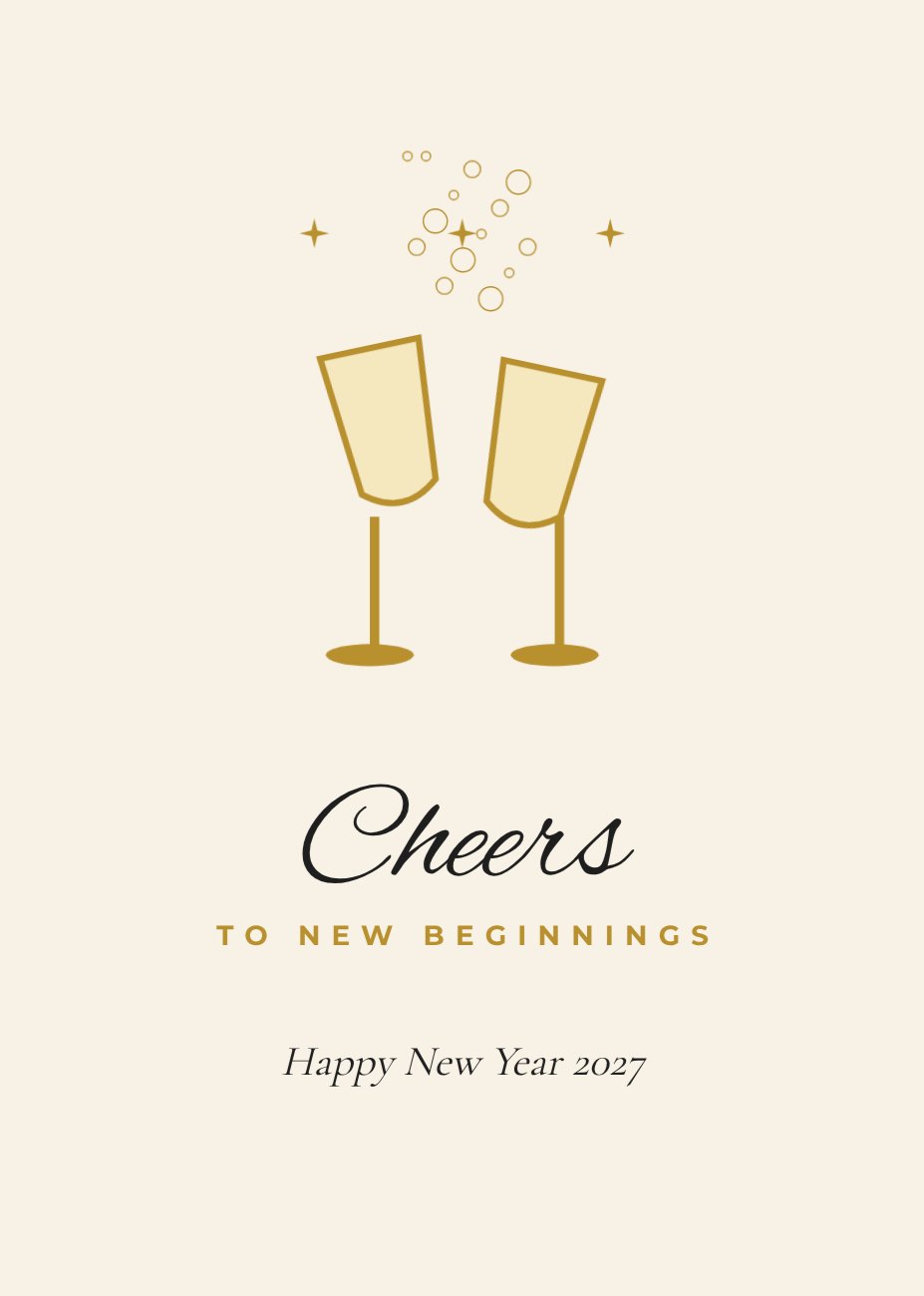 Cheers to New Beginnings Card — editable cards template