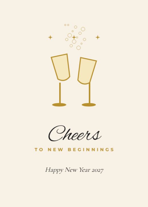 Cheers to New Beginnings Card — free New Year design template