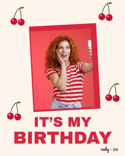 Cherry Pop Its My Birthday Post template