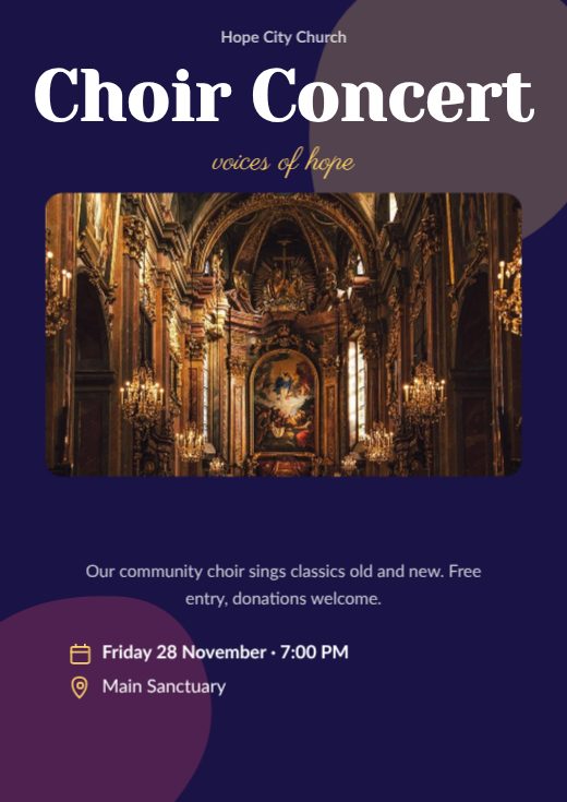 Choir Concert Church Poster template