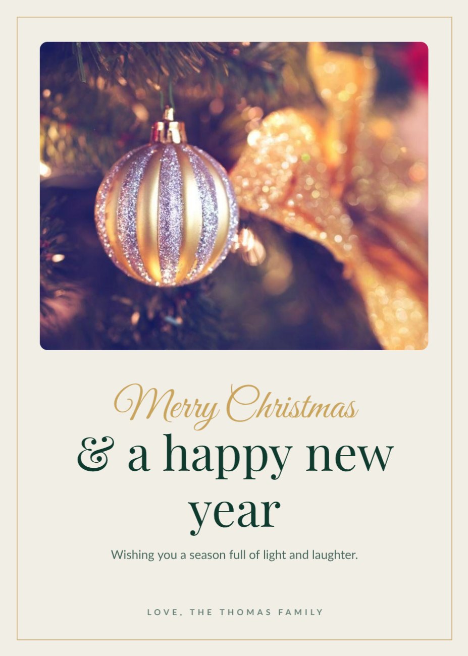 Christmas Greetings Card — editable festivals template