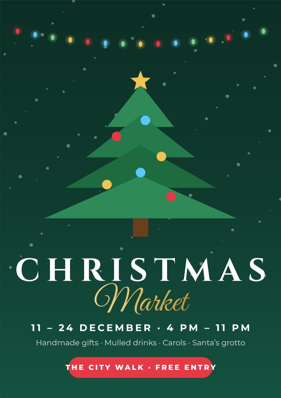 Christmas Market Poster — editable festivals template