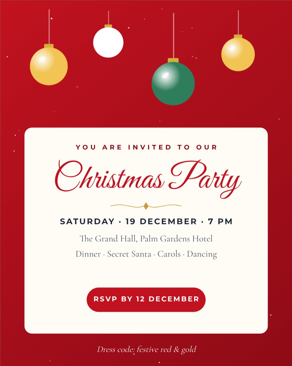Christmas Party Invitation — editable festivals template