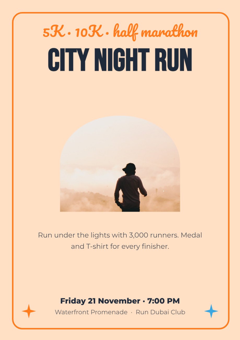 City Night Run Sports Poster — editable events template