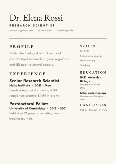 Classic CV Two Column template