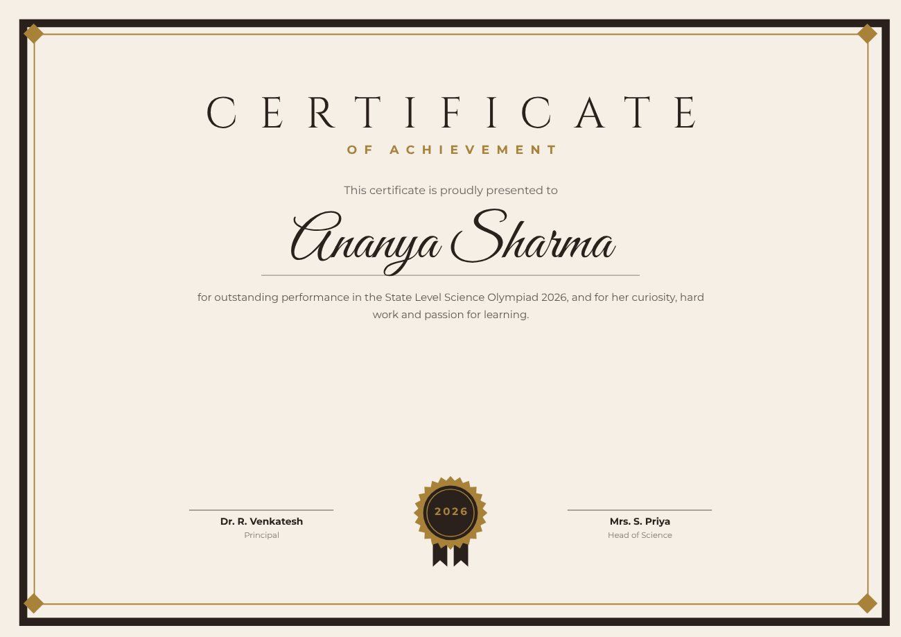 Classic Gold Certificate of Achievement — editable certificates template