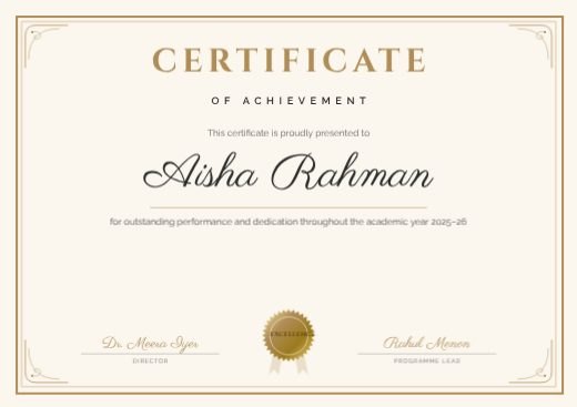 Classic Gold Seal Achievement Certificate