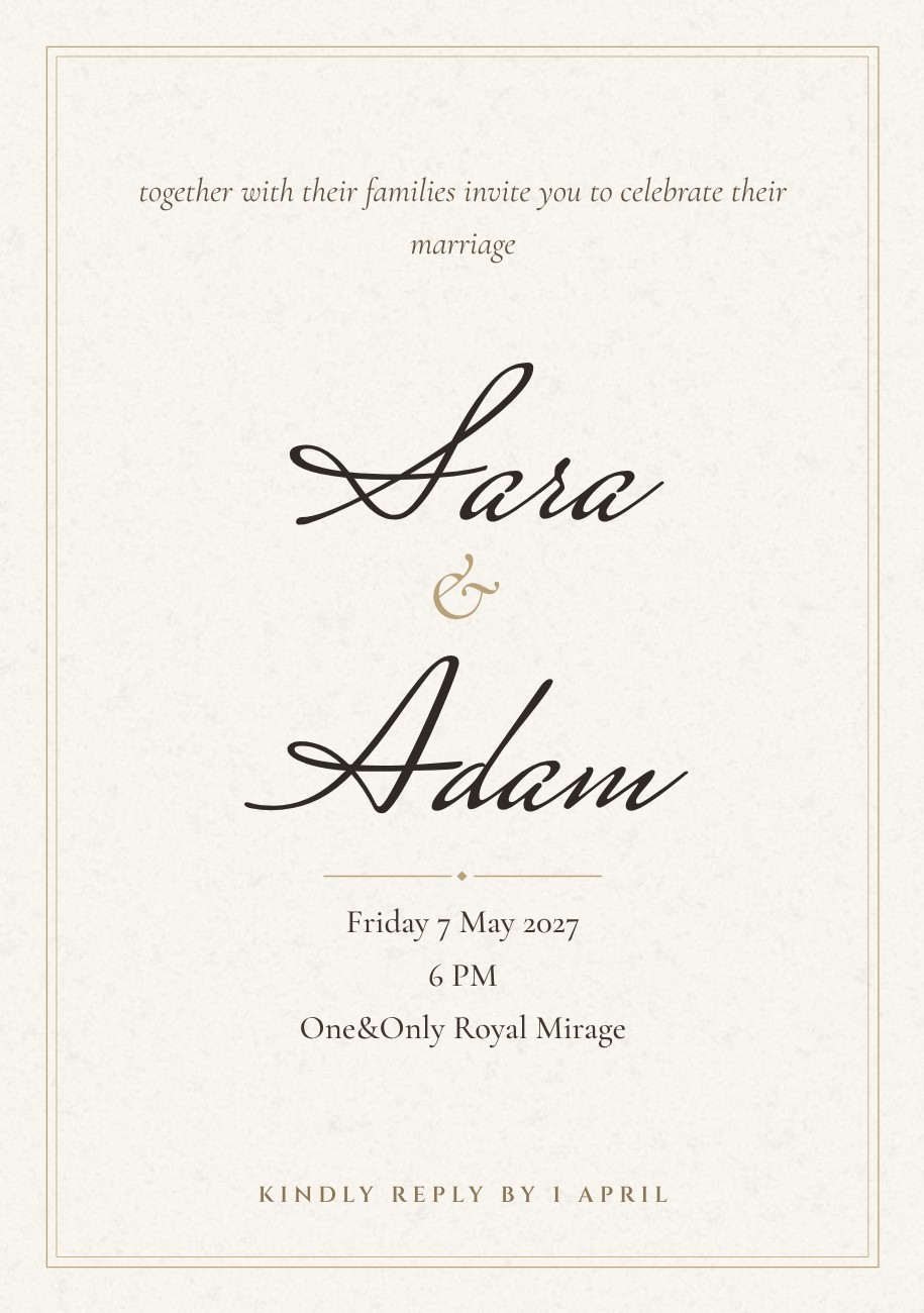 Classic Ivory Calligraphy Invitation — editable wedding template