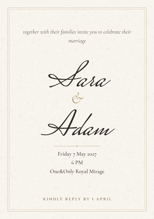 قالب بطاقة دعوة مجاني — Classic Ivory Calligraphy Invitation