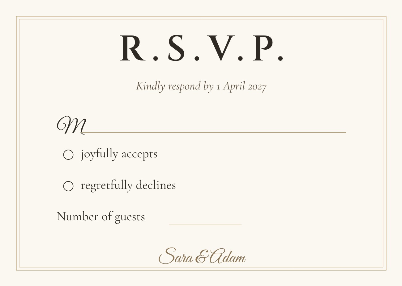 Classic RSVP Card — editable wedding template