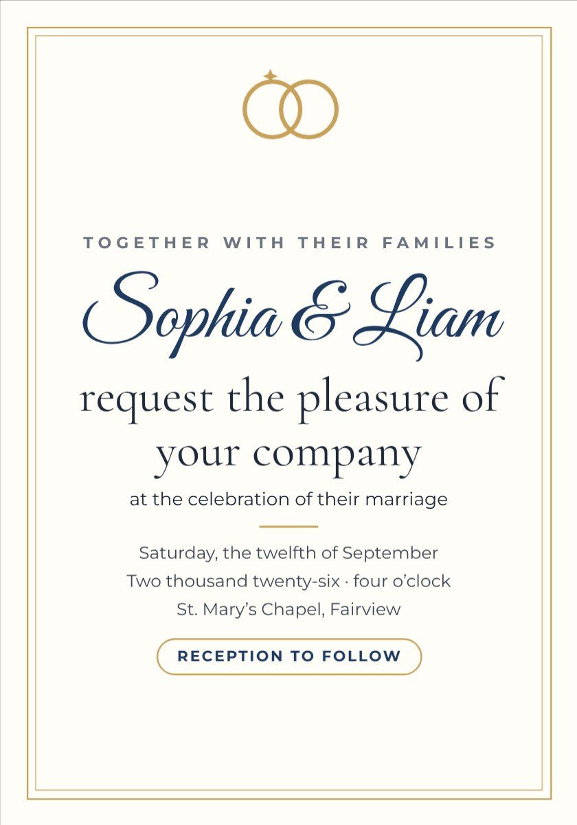 Classic Wedding Invitation — editable wedding template