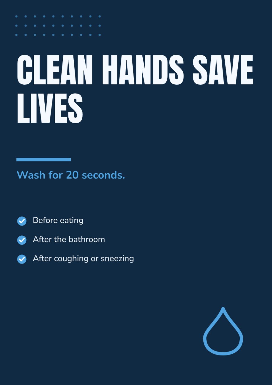 Clean Hands Save Lives Awareness Poster — editable marketing template