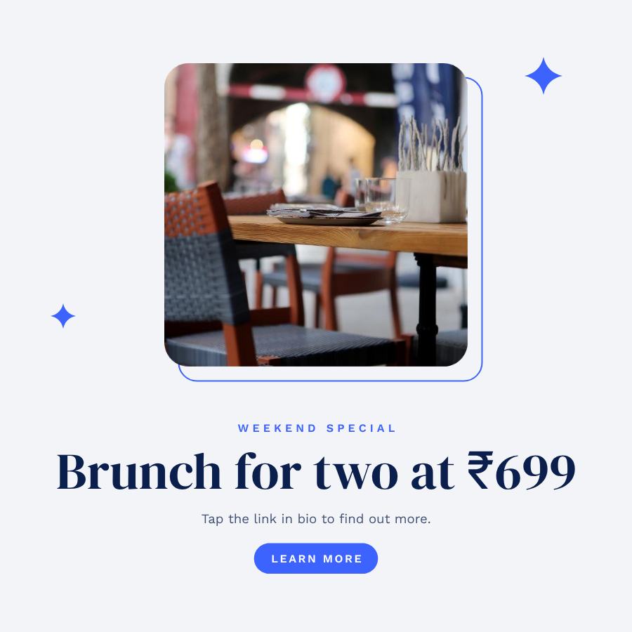 Cobalt Brunch for two at ₹699 Announcement Post — editable social media template